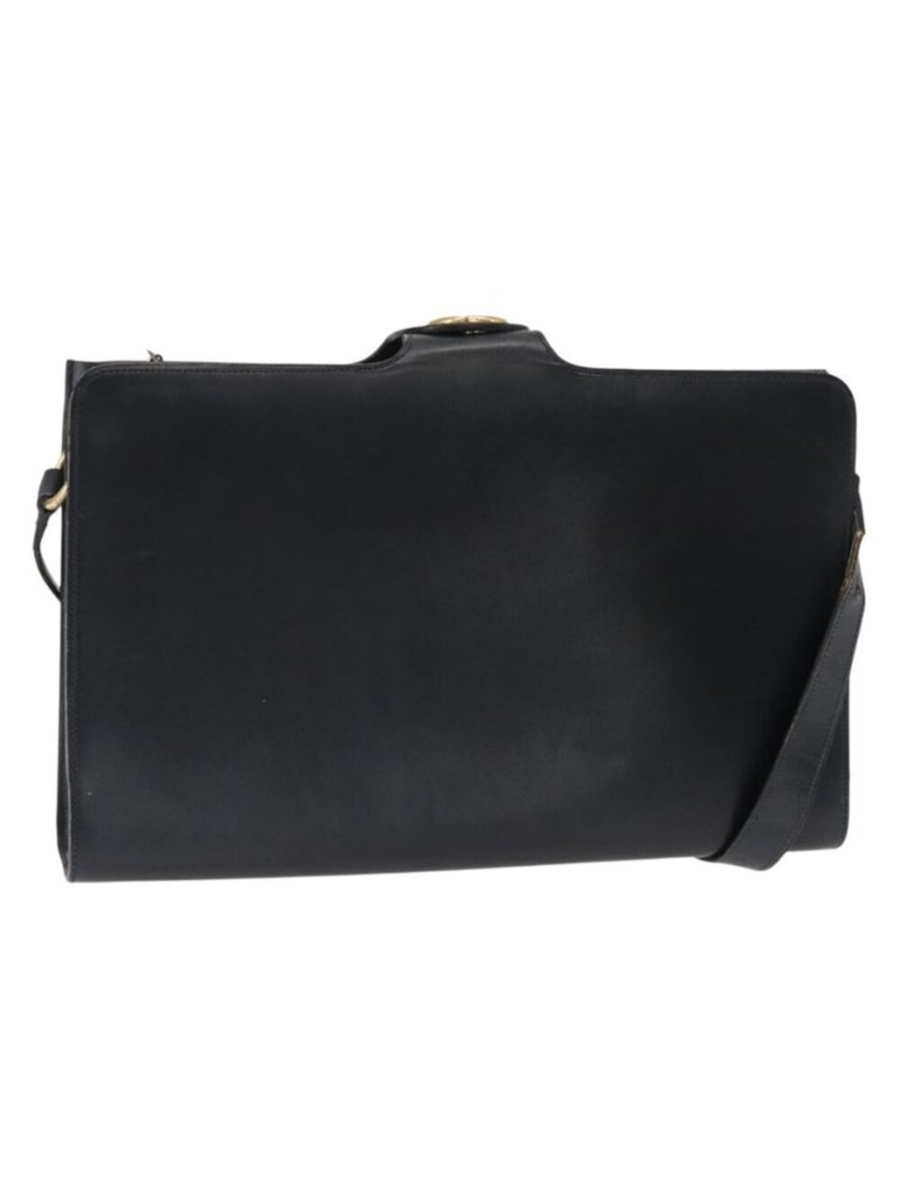 Authentic Christian Dior Shoulder Bag Leather Black Gold